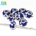 Cuentas europeas de lampwork DIY Italia con núcleo de color plata 9 * 14 mm, agujero 4.5 mm